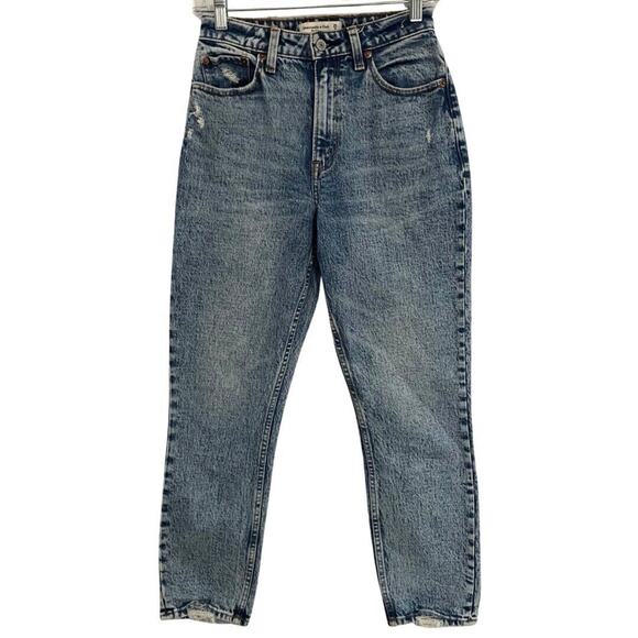 Abercrombie & Fitch A&F THE MOM HIGH RISE Size 25/0 Blue Stonewash CURVE LOVE - Picture 1 of 9